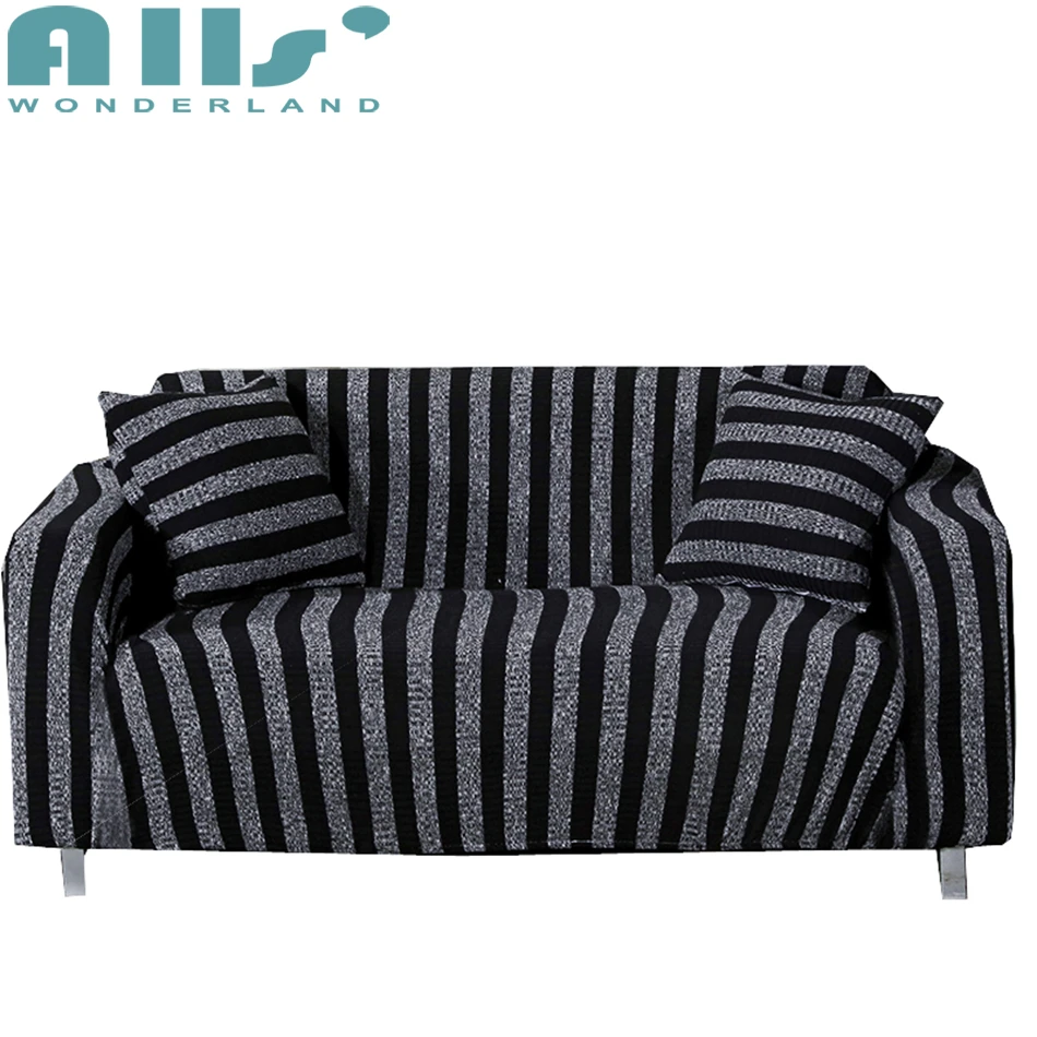 Buy Black Stripes Knitted Sofa Covers For Living Room