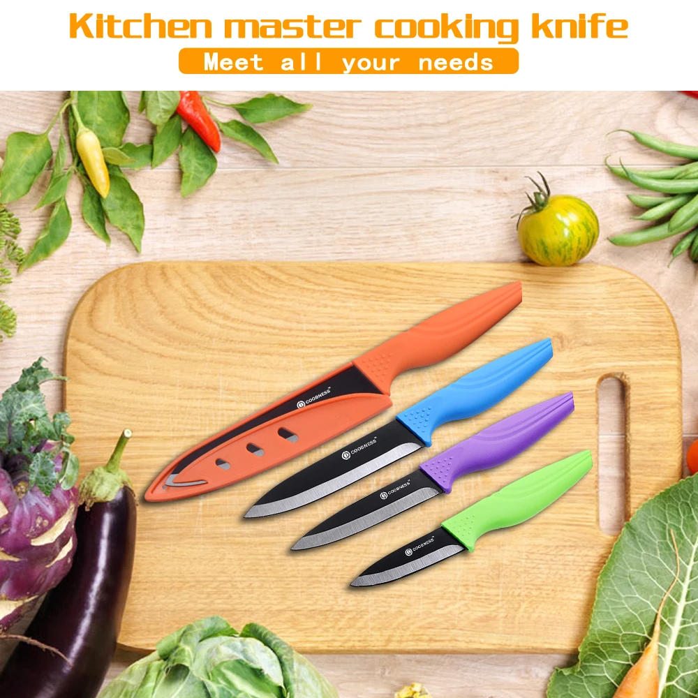 Кухонный нож COOBNESS керамический кухонный набор 3 &quot4" 5 &quot6" дюймов черное