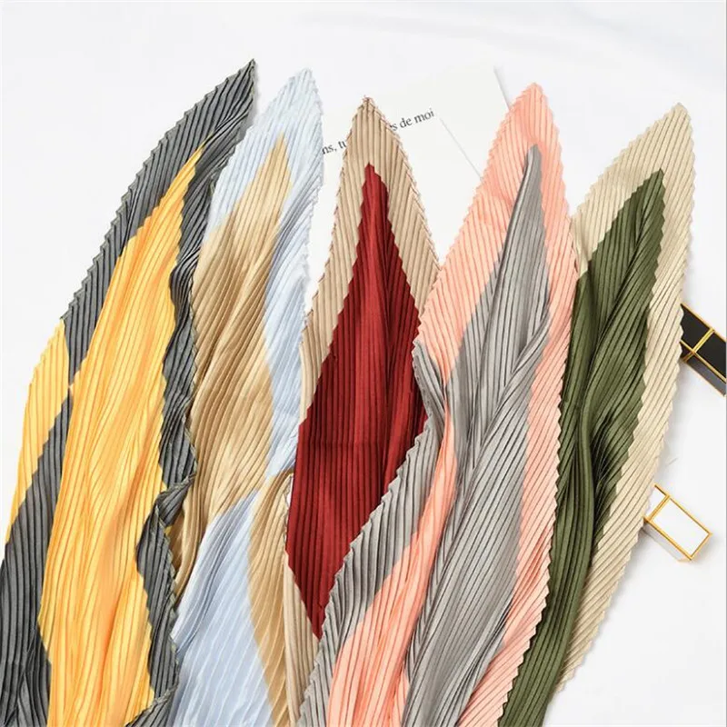 55cm New Women Scarf Silk Wrap Elastic Letter Floral Print solid Patchwork Head Neck Hair Tie Band Neckerchief Square Scarves