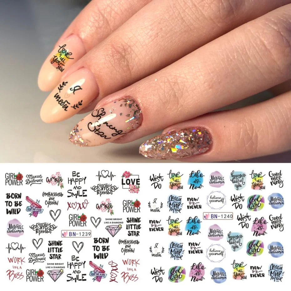 

1 Sheet Letter Decals Nail Art Sticker Black Rose Flower Line Design Water Transfer Sliders Manicure Polish Foil LABN1237-1242