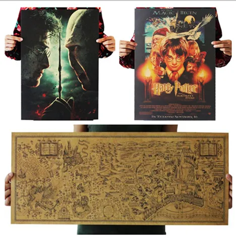 

Harry Potter Magic World Map Hogwarts Express Platform Poster Harry Potter and the Deathly Hallows Vintage Kraft Paper Kids Toys