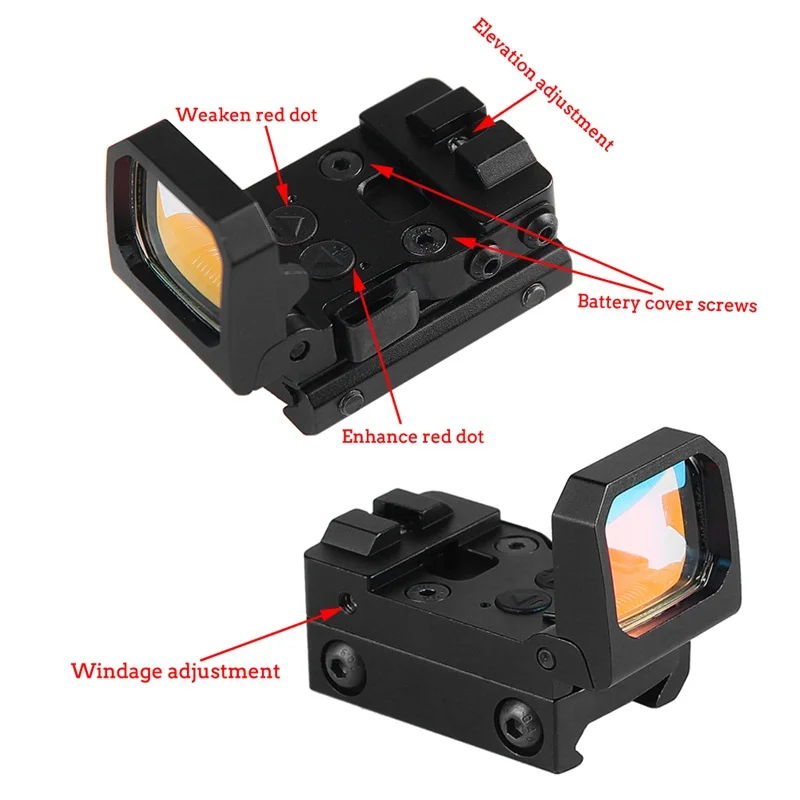Flip Up Red Dot Sight Foldable RMR Scope w 9 Levels Brightness Holographic Reflex for Airsoft Hunting (18)