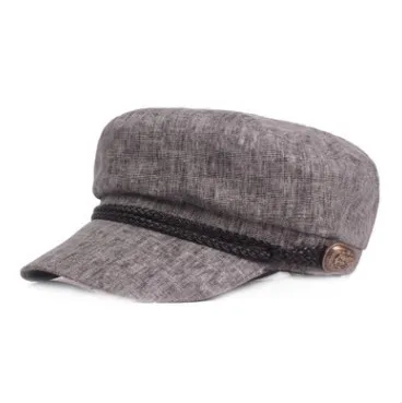 XdanqinX женская летняя тонкая кепка газетчика для женщин Винтажная лента PU женский козырек шляпа простая элегантная Ретро брендовая бейсболка - Цвет: gray