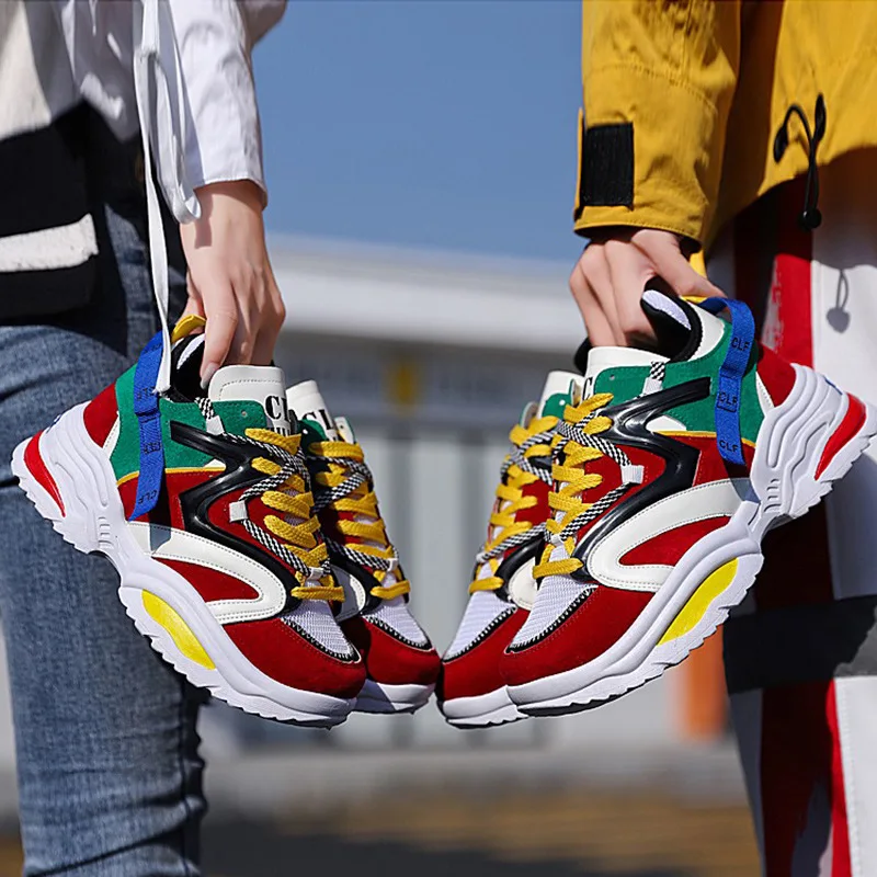 

Fashion Women Vulcanized Shoes Lace-up Women Sneakers Ladies Casual Shoes Breathable 2019 Women Shoes Chunky Sneakers Plus Size