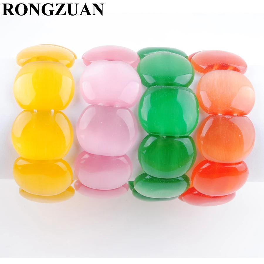

RONGZUAN Multiple Colors Natural Opal Gem Stone Beads Strand Bracelet Stretchy Bangle Women Jewelry 7 Inches TBK332