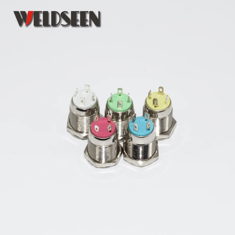 12mm Self Reset LED Light Metal Push Button Switch 5 Colors 4 Pins Waterproof Car Horn Control Switch Modified Equipment 12mm Self Reset LED Light Metal Push Button Switch 5 Colors 4 Pins Waterproof Car Horn Control Switch Modified Equipment