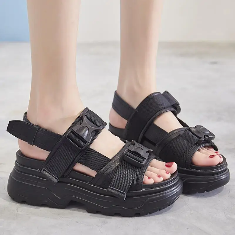 

Platform heels Sandals Wedges Shoes Women Summer White Sandals Gladiator Thick Sole high heels Sandalias Ladies Beach Shoes