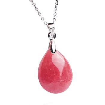 

Drop Shipping Natural Ice Rhodochrosite Pendant Healing Gems Crystal Water Drop Bead Woman Fashion Pendant Suspension 22x17x7MM