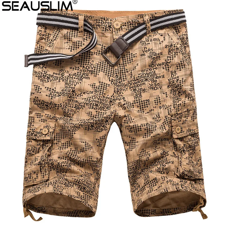 SEAUSLIM Летние повседневные камуфляжные шорты для мужчин с буквами тактические Карго короткие брюки Военный стиль Армия Боевая мужская одежда LQ-TPL-01