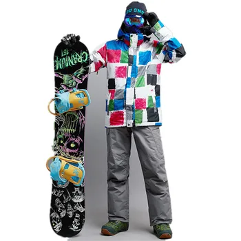 

New outdoor Ski Suit men snowboard sets men waterproof breathable thermal cotton super warm Ski wear jacket Skating Clothes