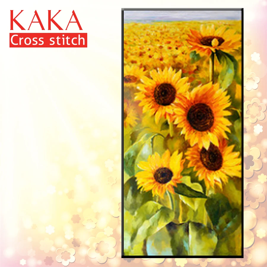 

KAKA Cross stitch kits Embroidery needlework sets with printed pattern,11CT canvas,Home Decor for garden House,5D Flowers