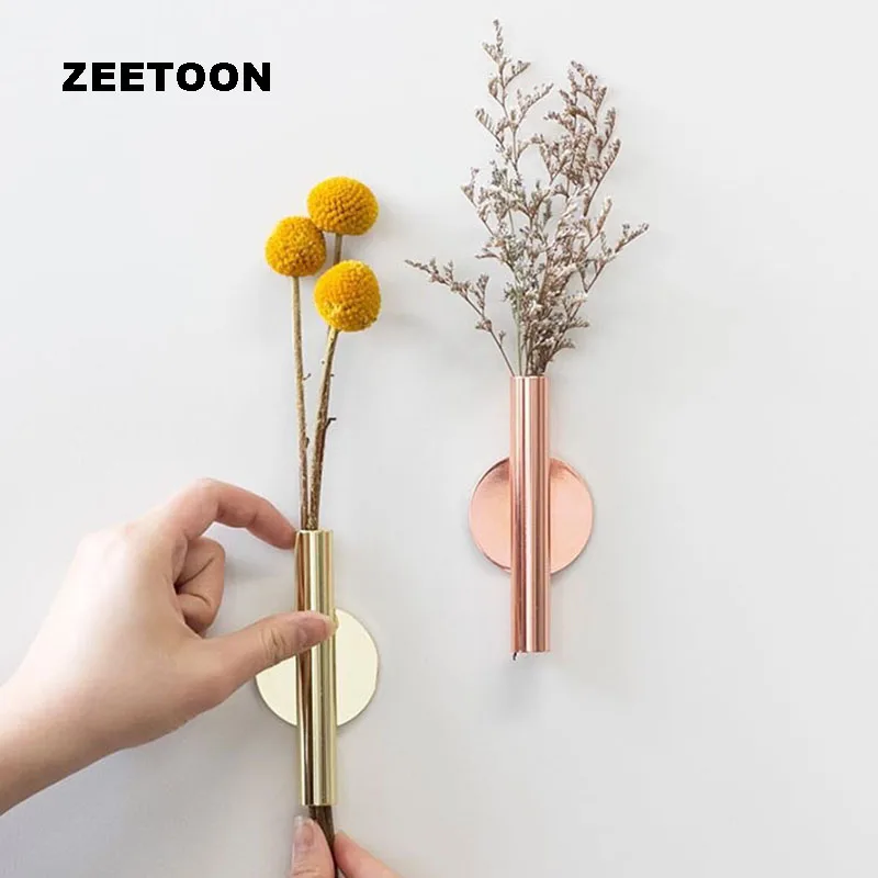 

Nordic Postmodern Wall Vase Ikebana Dried Flower Bouquet Jardiniere Magnet Pen Holder Wall Sticker Flowerpot Creative Home Decor