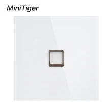 Minitiger белая Роскошная кристальная панель из закаленного стекла RJ45 Интернет-Джек настенная розетка для передачи данных компьютерная розетка
