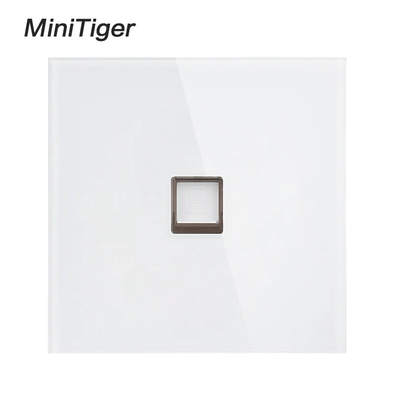 Белая Роскошная прозрачная панель Minitiger из закаленного стекла RJ45 Интернет разъем