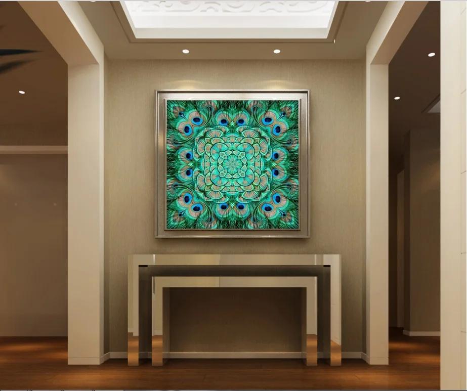 

Nordic Simple Style Peacock Feather Decorative Painting Wall Art No Framed Canvas Picture for Living Room