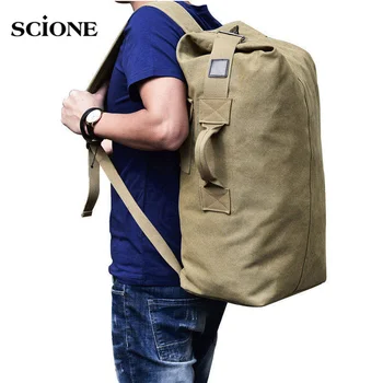 

Men Outdoor Bacpkack Luggage Travel Large Army Bucket Bag Multifunctional Military Canvas Backpacks Sports Shoulder Bags XA188WA