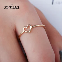 ZRHUA Charm новая мода высокое качество золото/сердечко серебряного цвета в форме обручальное кольцо для женщин Прямая поставка Дешевые палец Anel