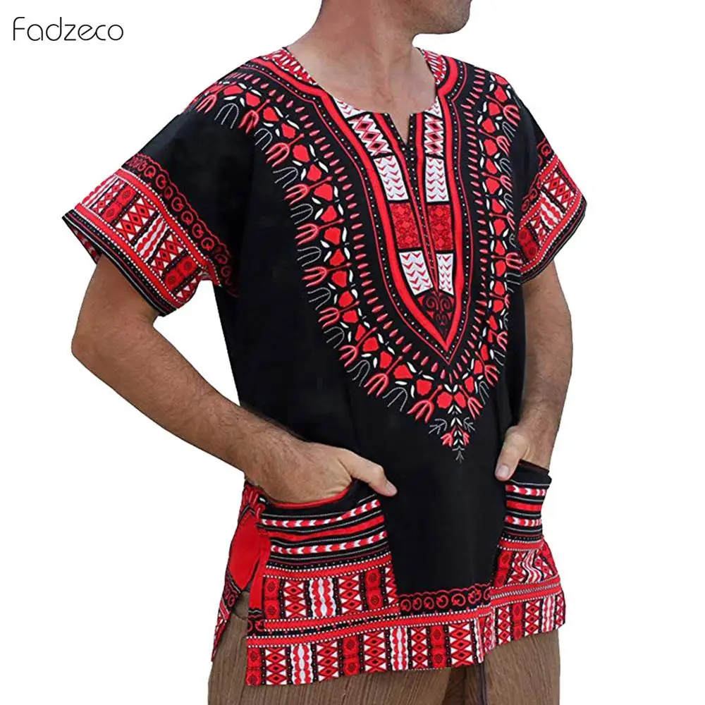 Мужская одежда в африканском стиле Fadzeco Dashiki футболка с принтом традиционном