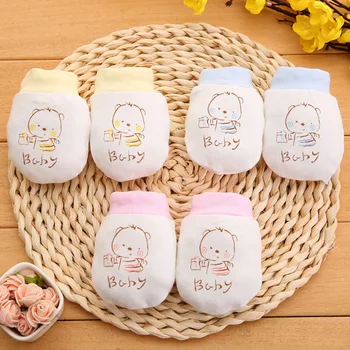 

2Pcs Baby Care Anti Scratching Gloves for Boys Girls Hand Guard Monekey Newborn Protection Face Soft Cotton Anti Scratch Mittens