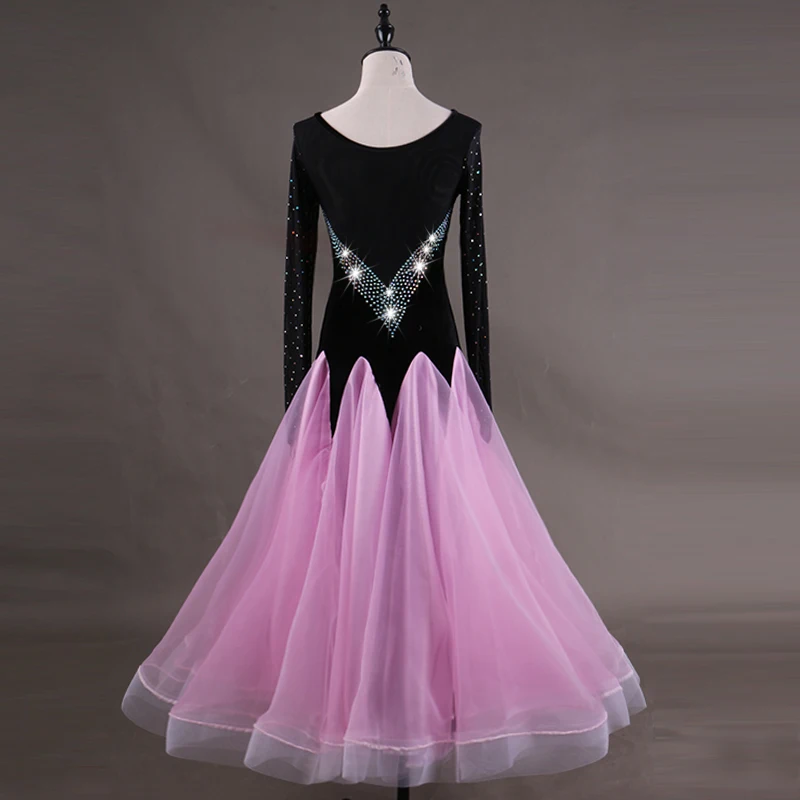 2018 новые костюмы для бальных танцев платья женщин для выступления Chinlon Аппликации блестка Сращивание одежда с длинным рукаво