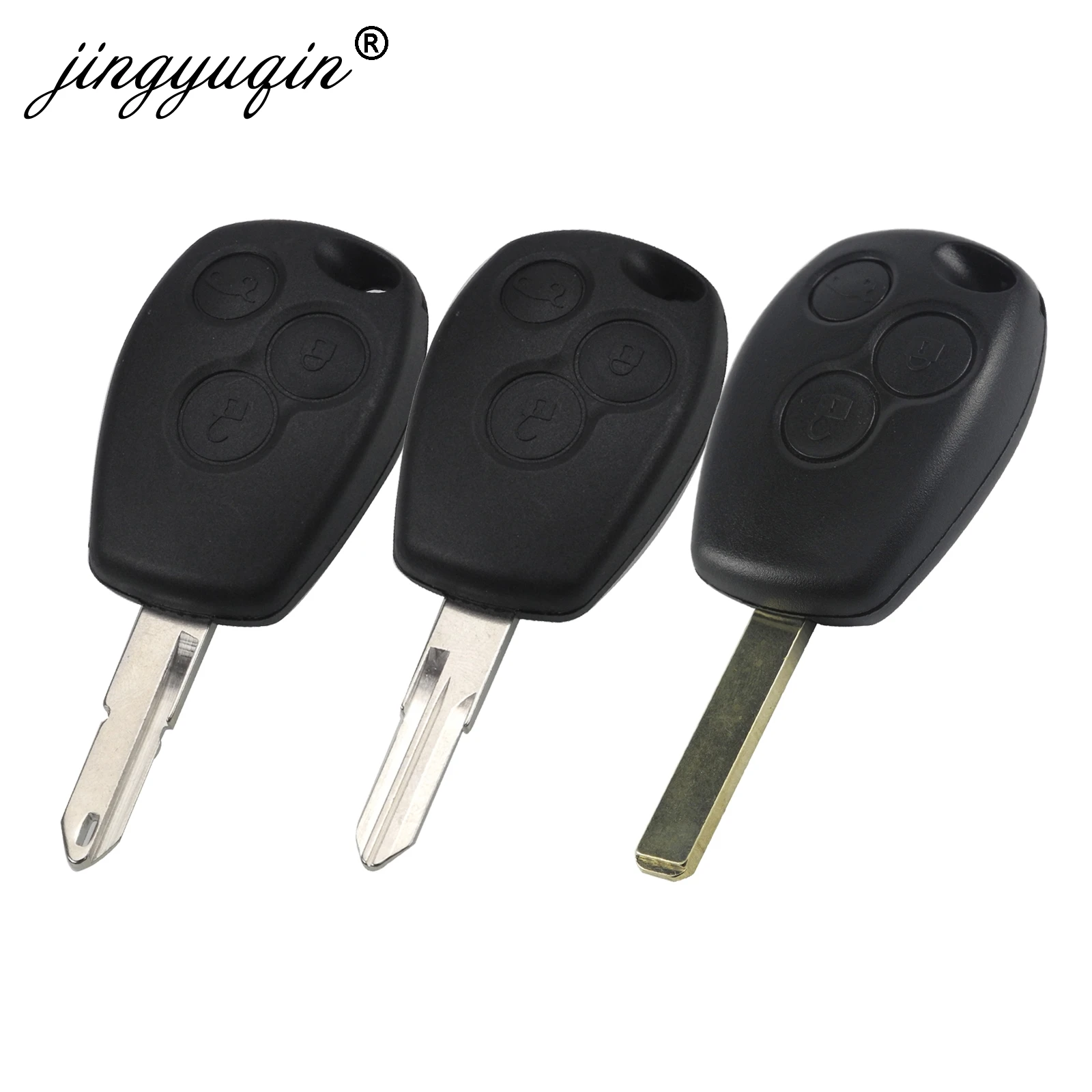 

jingyuqin 10pcs 3 Button Remote VAC102 Key Shell for Renault Duster Logan Fluence Clio Sandeo Master Vivaro Megane Fob Case