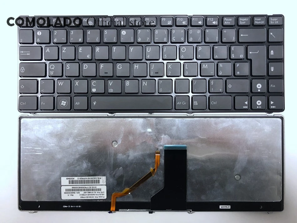 

FR French Laptop keyboard For ASUS A42J UL30 UL80 X43J K43 X43S K42 P43J UL30A UL30V Black Frame Backlit Keyboard AZERTY Layout