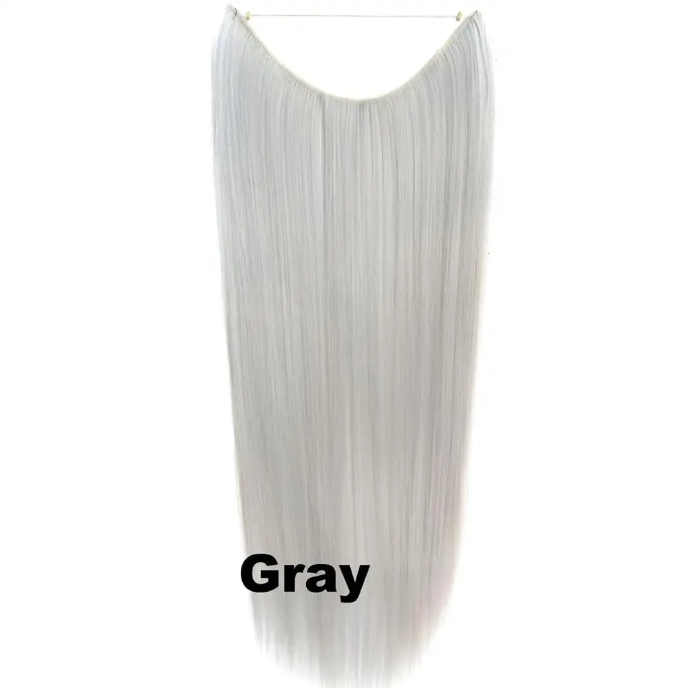 Delice, длинные прямые волосы для наращивания, синтетические, рыбная линия, невидимые волосы для наращивания, шиньоны для женщин - Цвет: Gray