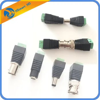 

1 Set CAT5 To BNC Video And Power Balun Transceiver Connectors Male+Female BNC Connector Terminal Coax CAT5 CCTV Camera DVR Kits