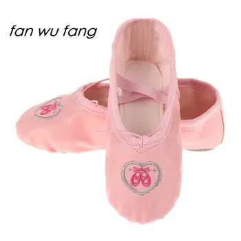 

fan wu fang New 2 Color Soft Sole Quality Leather Pu Ballet Dance Shoes For Kids Children Adult Slipper According The CM To Buy