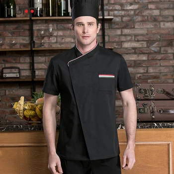 

Chef Short Sleeve Jacket Restaurant Uniform Food Service Catering Restaurant Kitchen Sushi Cooking Bakery Overalls Workwear Coat