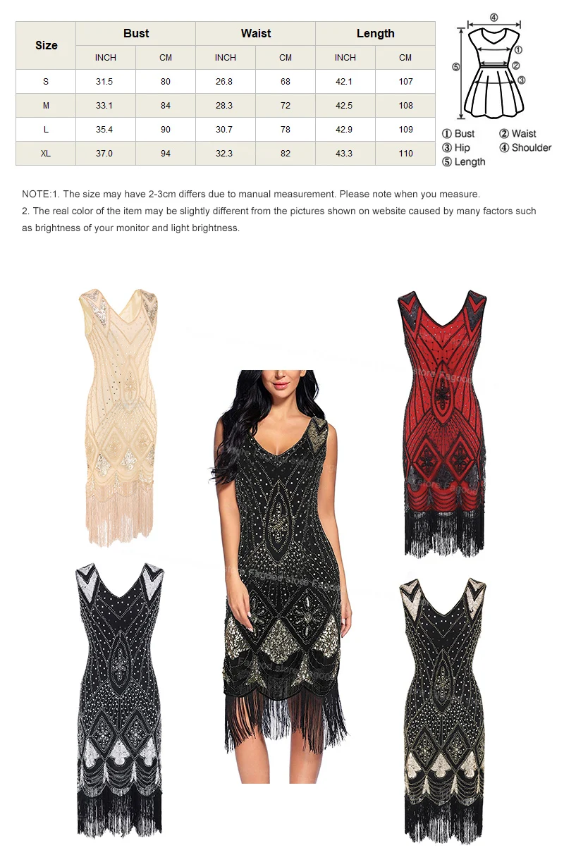 1920s Flapper Dress Gatsby Sequin Art Deco Cocktail Dress Women (3)