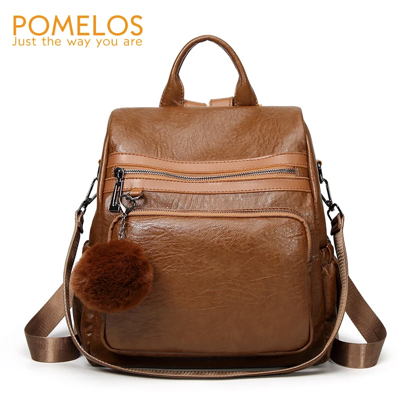 POMELOS Brand Women 2018 Fashion Soft Leather Backpack Female Girls