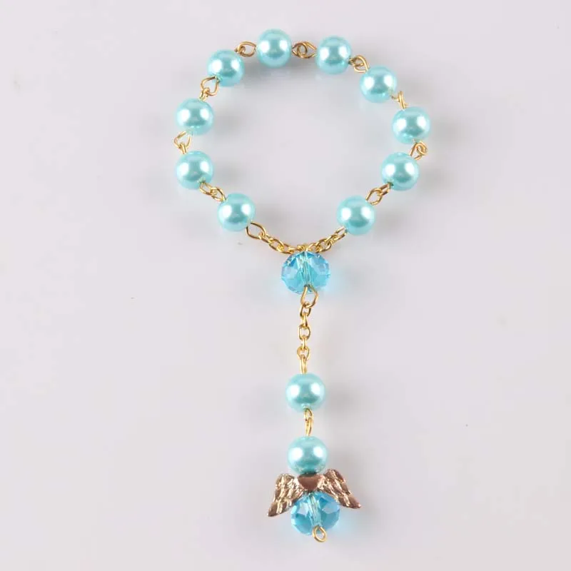 Angel подарки на крещение светло-голубого причастия сувениры recuerditos para bautizo пальцевые четки/крестины сувениры четки браслет