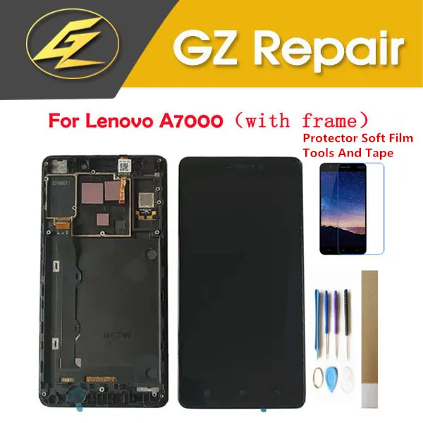 Для Lenovo A7000 ЖК дисплей с сенсорным экраном дигитайзер в сборе рамкой черный цвет