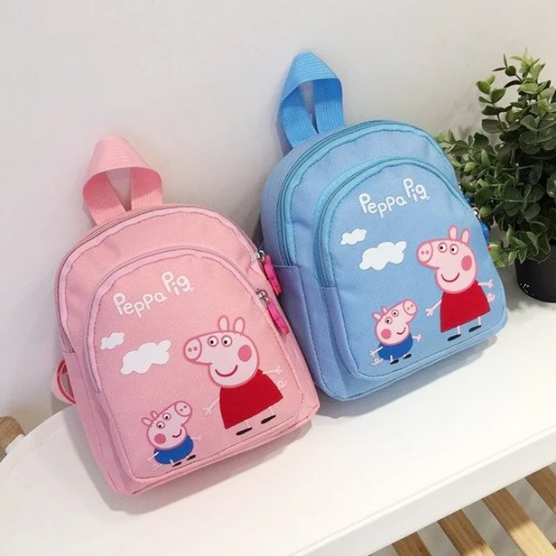 Peppa Pig Toy Cartoon Character Action Figure Backpack High Quality Material Nylon Cloth Cartoon Bag School Bag Children's Gift