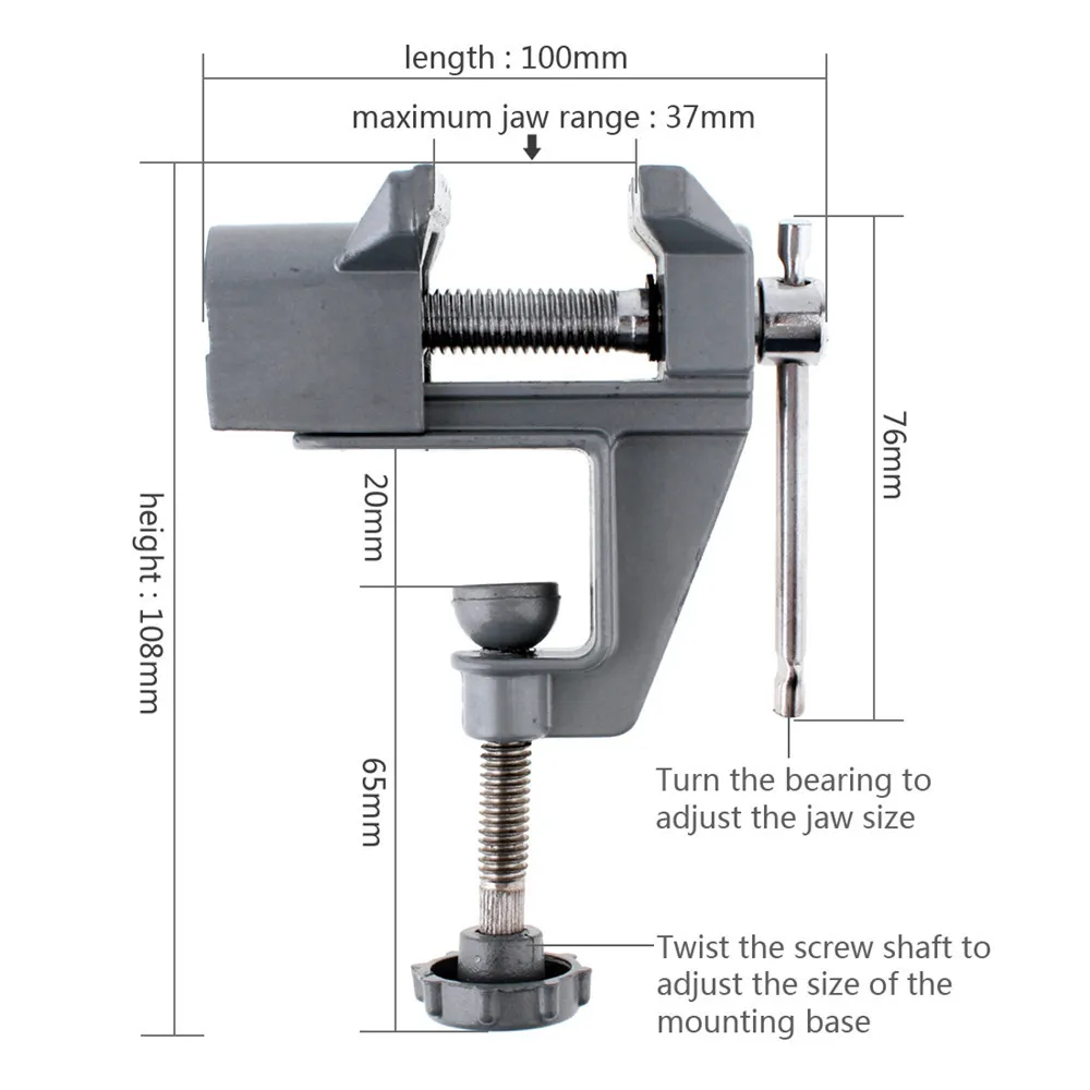 Mini Portable Aluminum Craft Screw Bench Vise With Adjustable