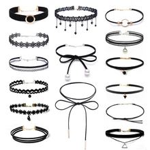 Новая мода Панк готика девушка бархат, кружево черного цвета Harajuku Чокеры ожерелье Torques для женщин татуировки ключицы ожерелье ювелирные изделия подарок