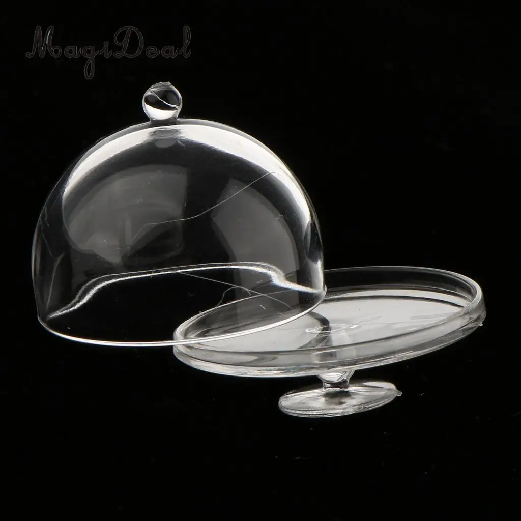 2Pcs Dollhouse Miniature 1/12 Clear Dessert Home Room Kitchen Decor Acc Snack Can Jar Pot With Half Round Lid