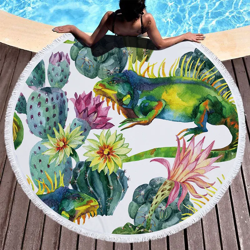 

Round Mandala Tapestry Outdoor Beach Towel Picnic Blanket Bohemian Pineapple Wink Gal Hippie Towels Beach Mat