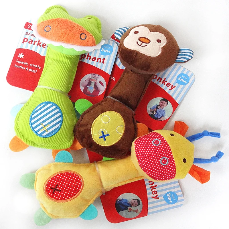 

Cute Colorful Toys 0-12 Months Baby Rattles & Mobiles Animal Hand Bells Plush Baby Newbron Toy Gift Christmas Animal Style