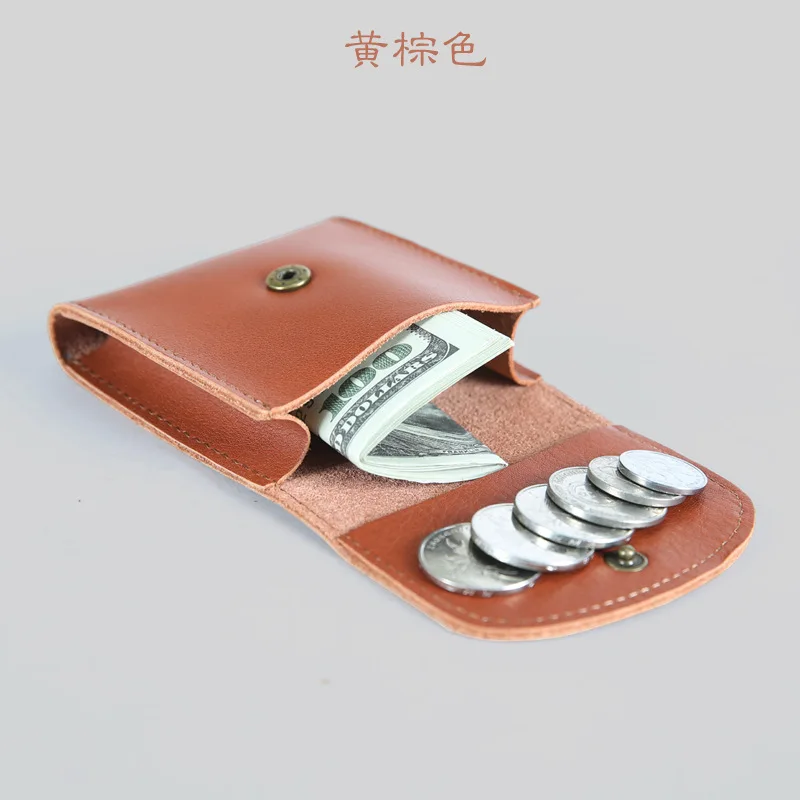 Genuine Leather Unisex Coin Wallet Simple Fashion Porte Monnaie Femme Hasp Porte Monnaie Porte Monnaie Homme Coin Purse Small - Цвет: yellowish-brown