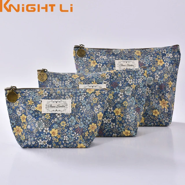 Women Make Up Bags Flower Polyester Zipper Cosmetic Case Simple Casual Girls Big Lady Pouch Storage Travel Organizer Y3