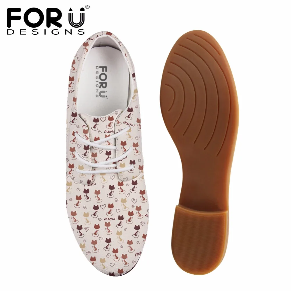 FORUDESIGNS/милые женские модные кожаные туфли с объемным изображением кота Новые