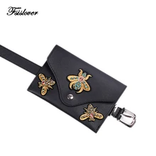 Dropshipping Punk Style waist bag Vintage Embroidery women Waist fanny Packs belt bag with Diamond PU leather chest handbag