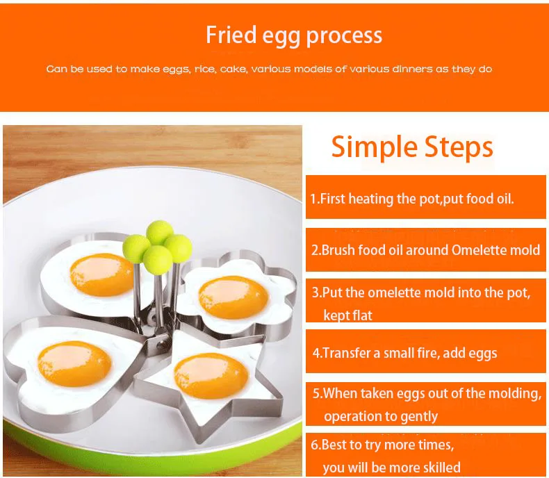 Форма для омлета из нержавеющей стали, инструменты для приготовления пищи, DIY кухонный омлет форма яиц модель, 5 шт./партия