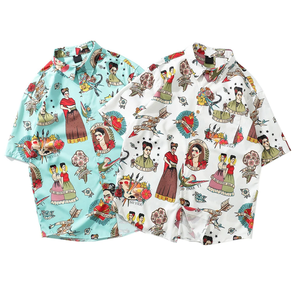 

2019 New Hawaiian Beach Shirts Summer Mens Shirt Short Sleeve Island Print Pattern Loose Vacation chemise