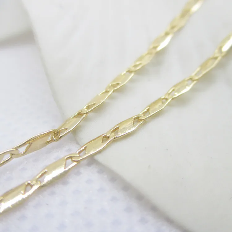 

2 Meters Width 1.2MM 1.7MM 24K Champagne Gold Color Copper Flat Link Necklace Chains High Quality Diy Jewelry Accessories