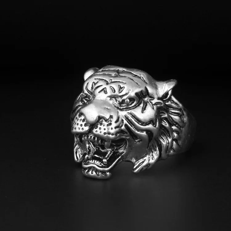 

Dropship Trendy Vintage 3D Ring Cute Tigers Head Ring Men's Ring Women Animal Jewellery Christmas Gift