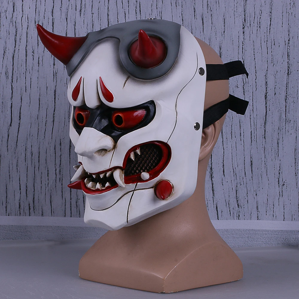 Японская маска они. Маска они Гэндзи. Маска демона Генджи. Oni маска. Маска Ханья киберпанк.