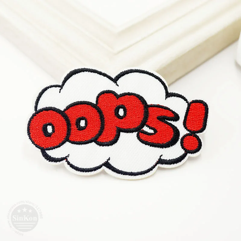 Значки нашивки OOPS (Размер: 5 3x8 3 см) железные вышитые для ткани с мультяшным